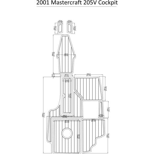 2001 Mastercraft 205V Cockpit Pad Boat EVA Teak Decking 1/4" 6mm
