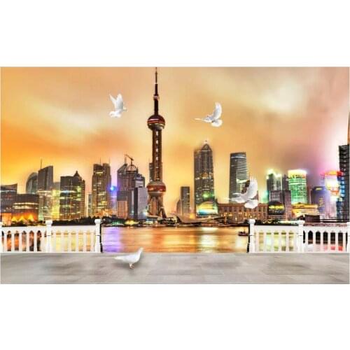 3d wallpaper custom photo Beautiful Oriental Pearl Night Scene decor living room 3d wall murals wallpaper for walls 3 d