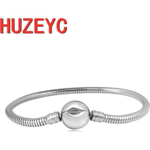 5pcs/Lot 3MM Stainless Steel Snake Bone Chain Bracelet DIY Jewelry Beaded Accessories Pando Charm Beacelets Handmake Wholesale