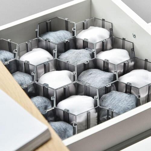 6Pcs Honeycomb Socks Organizer Storage Compartment Underwear Closet Divider Box