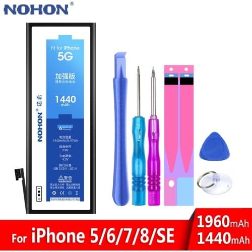 NOHON Battery For iPhone 5 6 7 8 SE 2020 iPhone8 iPhone7 iPhone6 iPhone5 5G 6G 7G 8G Replacement Bateria Mobile Phone Batteries