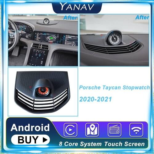 Car Stopwatch For Porsche Taycan 2010-2021 Interior Center Dashboard Clock Compass Time Electronic Meter Clock Accessional chr