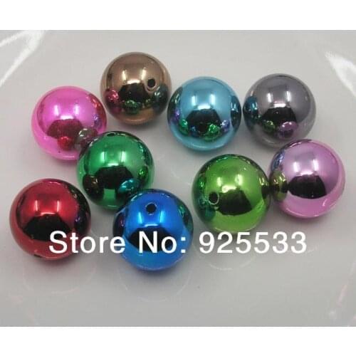 Free shipping 145pcs/lot 18mm large size acrylic UV plated beads for childred chunky bracelet & necklace DIY