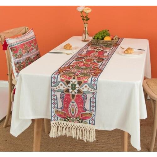 Bohemian Table Flags Modern European Linen Coffee Table Geometric Striped Printed Table Runners For Wedding Party Decoration