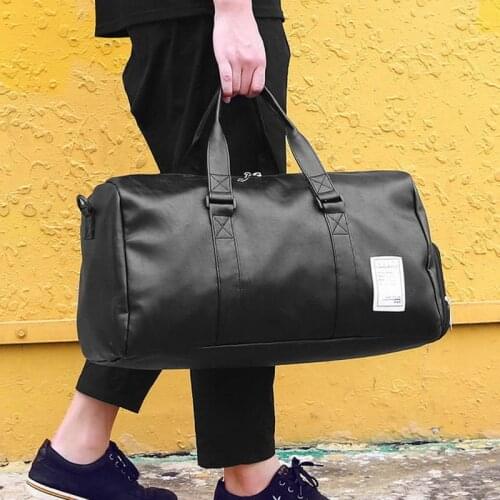 Black PU Leather Big Travel Bag Men & Women Weekend Packing Cubes Sport Luggage Duffle Travelling Handbag Shoulder Bags New BB01
