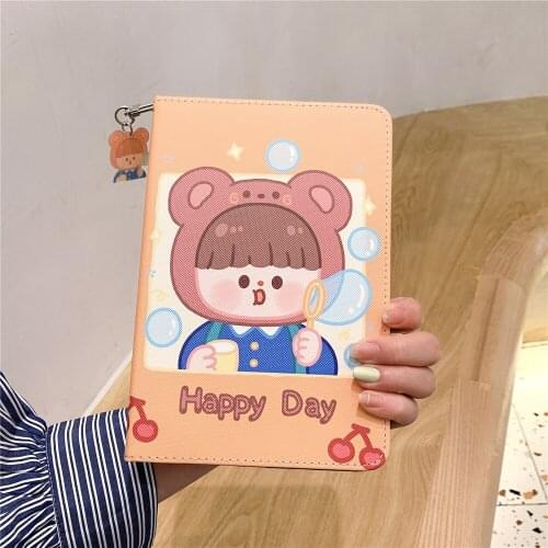 Bear custard bread Tablet Case for Ipad Air 4 Ipad Pro 2020 Ipad 7th 8th 9.7 10.2 10.5 Mini 5 4 3 2 1 Case Anti-fall Love Cover