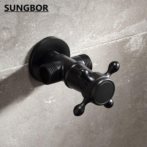 Black Brass Triangle Valve Water Control Valve Bathroom Tap Water Valve 1/2*1/2 Brass Angle valves 2 orders