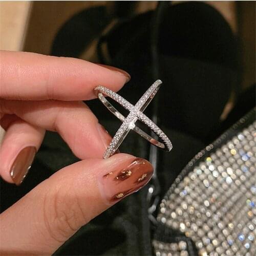 Choucong Lovers Cross Promise Ring 925 sterling Silver Pave AAAAA Zircon cz Engagement Wedding Band Rings For Women Jewelry