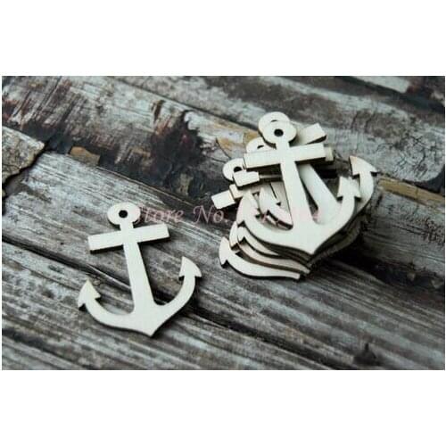 60pcs Nature Color Anchor Wood Gift Tags,Beach Wedding Favors,Nautical Wedding Party Wooden Tags Ornaments Rustic Tags