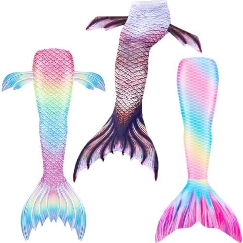 New Swimming Mermaid Tails With Monofin Costume Girls Swimsuit Cosplay Princess Ariel Swimmable for Kids Bating Suit D74787CH