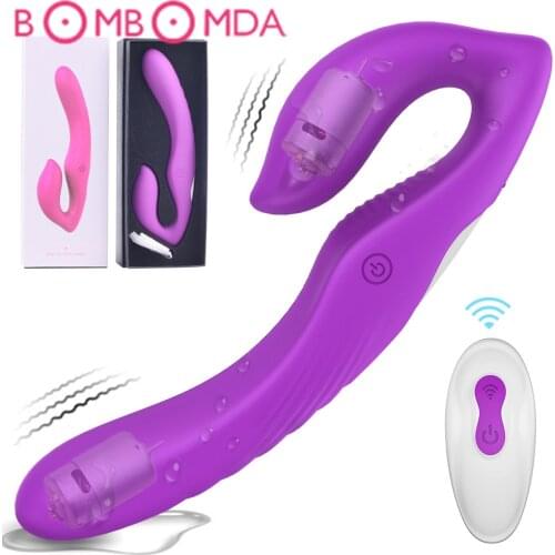 Erotic Strapless Strap-on Dildo Vibrators for Women Double-heads Vibrating Penis Lesbian Toys for Adult Sex Toys for Couples