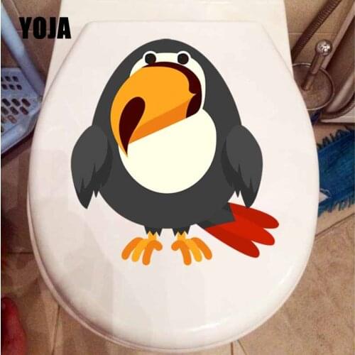 YOJA 22.1X24.1CM Creative Toilet Decal Wall Sticker Kids Room Decoration Intereting Cartoon Bird T5-0703