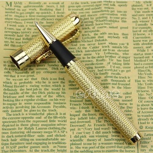 Exquisite Noblest Jinhao 1200 Dragon clip Roller Ball Pen Complete Golden dropshipping