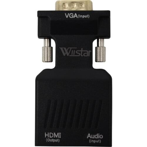 Wiistar Male VGA to Female HDMI Converter with 3.5mm Audio Support 1080P VGA2HDMI Adapter for PC HDTV Monitor