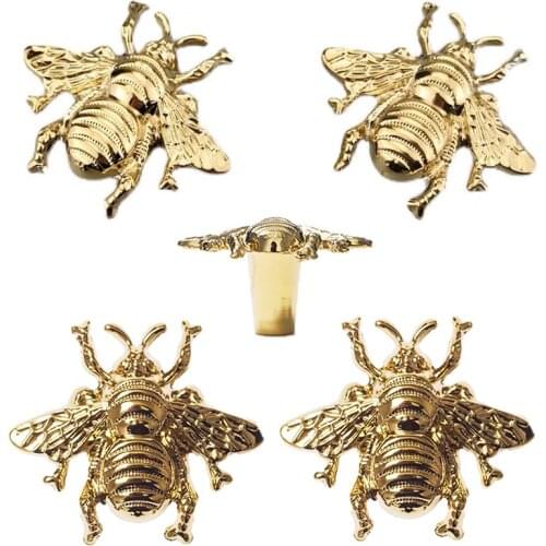 Bee Shape Furniture Cabinet Handles Golden Door Knob Cupboard Drawer Pulls Solid Brass For DIY Home Renovation And Improvement