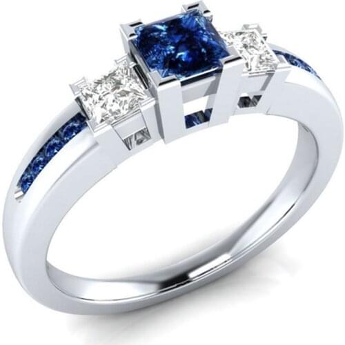 Fashion Silver Plated Square Zircon Rings for Women Engagement Wedding Fine Jewelry Romantic Crystal Ring Size 6-10