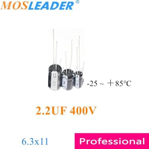 Mosleader 1000pcs 6.3*11 2.2UF 400V 6.3x11 Through Hole Aluminum electrolytic capacitor -25 ＋85℃ DIP Chinese