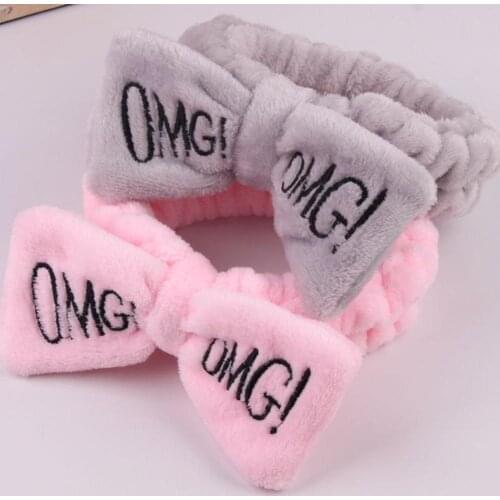 New Letter "OMG" Coral Fleece Soft Bow Headbands for women Girls Cute Hair Holder Hairbands Hair Bands Headwear Hair Accessories