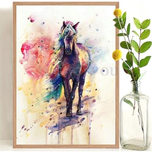 Watercolor Animals Canvas Printed Color Horse Wall Art Painting for Baby Nursery Kid Room Wall Decor Abstract Artwork Home Decor