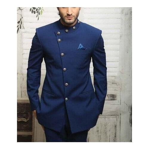 Latest Design Navy Blue Mens Jacket Pants Indian Style Groom Wedding Tuxedo Party Custom Suit men tuxedo slim fit suit Blazer