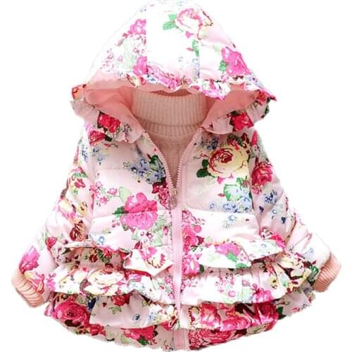 New Childrens Baby Coat Print Flower Outerwear & Coats Girls Winter Minnie Coat Jackets Casual Children For Kids Baby Clothing
