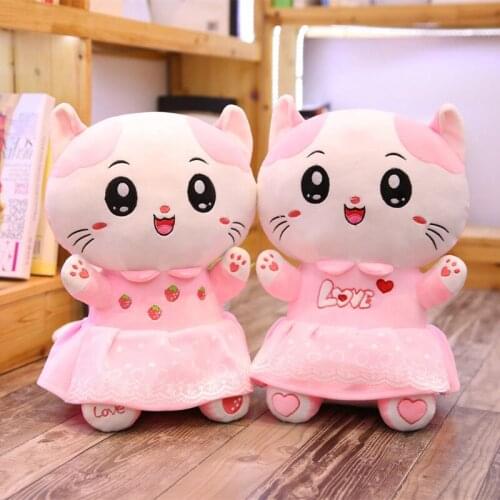 New 40/60cm Cute Cats with Strawberry&Love Plush Toy Stuffed Soft Kawaii Animal Doll Lovely Pillow for Kids Girls Birthday Gifts