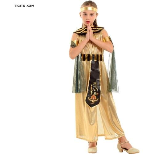 Girls Halloween Cleopatra Costumes Kids Children Queen of Egypt Cosplay Carnival Purim parade Stage play Masquerade party dress