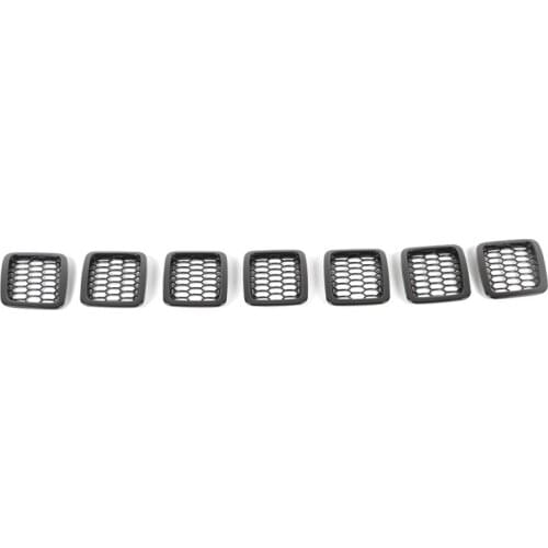 Front Grille Cover Grill Ring Inserts Frame Trims Kit for Jeep Compass 2017 2018 2019 2020 2021 Car Accessories