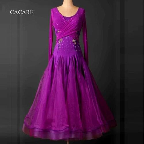 2020 Ballroom Dance Competition Dresses Tango Waltz Dress Flamenco Standard Dance Dresses Tailor D0265 Rhinestones Big Sheer Hem