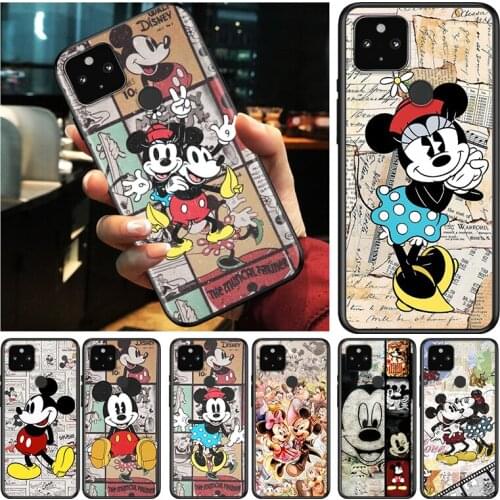 Disney Retro Mickey Shockproof Cover for Google Pixel 5 4 5A 4A XL 5G Black Phone Case Shell Soft Fundas Coque Capa