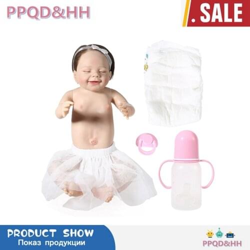 55cm Reborn Girls Soft Body Cute Smiley Newborn Girl Doll Like Real Baby Full Silicone Easy to Clean