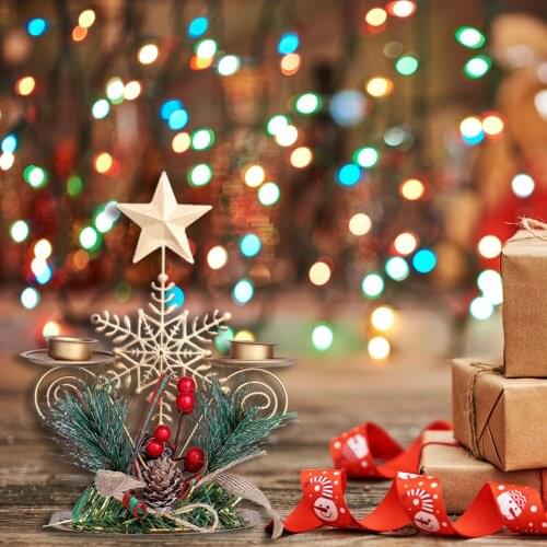 Christmas Gift Wrought Iron Wind Lantern Candle Holder Model Home Table Decoration Ornaments Metal Crafts Xmas Party Decor