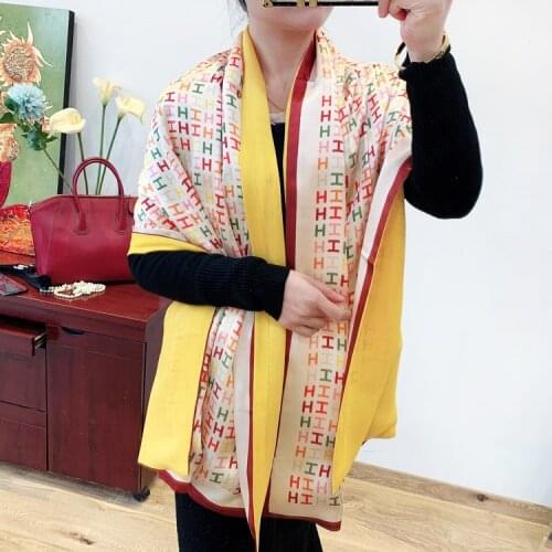 Winter New Super large Wool Pashmina Classic H Letter Prints double-faced double silk wool scarf shawl 180cm Pashmina Shawls