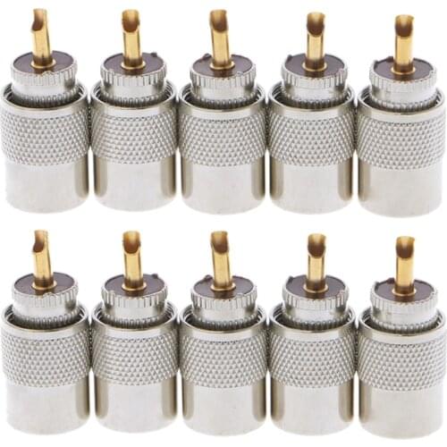 10 Pcs UHF PL-259 Male Solder RF Connector Plugs For RG8X Coaxial Coax Cable Drop shipping