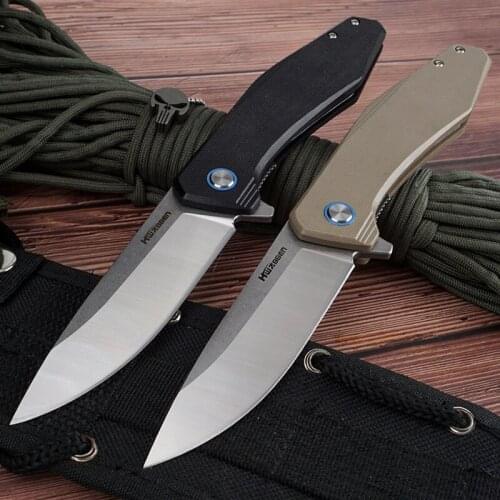 HWZBBEN D2 Blade G10 Handle Folding Knife Hunting Pocket Knives Military Tactical Knife Outdoor EDC Hunting Multi-tool Jackknife