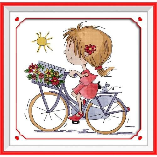 Sunny day cross stitch kit aida 14ct 11ct count printed canvas stitches embroidery DIY handmade needlework