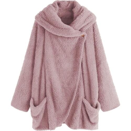 StylishBar Women Fluffy Coat Oversized Batwing Sleeve Jacket Female Button Outwear Fall Winter Warm Down Flannel Blouse Cardigan