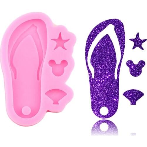Super Glossy Flip Flop Star Shape Keychain Silicone Mold Necklace Making Jewelry Epoxy Resin Molds Polymer Clay Keychains Moulds