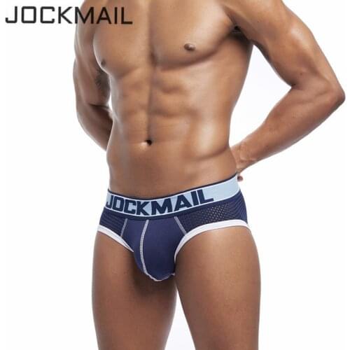 JOCKMAIL Mesh Breathable Low Waist Sexy Men Underwear Briefs Gay Penis Pouch Wonderjock Mens Bikini Brief Underwear Sleepwear
