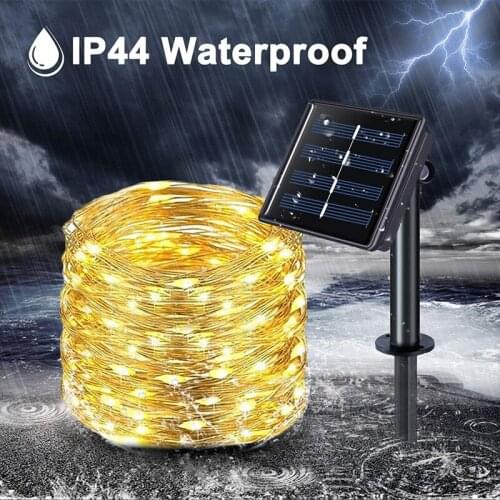 Solar Copper Wire Lamp String Outdoor Ip44 Color Christmas Garden Courtyard Decoration Led Light Waterproof New Years Decor