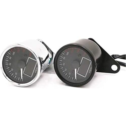 Universal Digital LCD Speedometer Odometer Tachometer Multifunction Fuel Gauge Motorcycle Cafe Racer Old School Bobber Custom