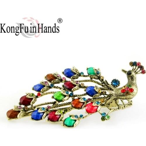 Vintage Retro Peacock Hair Combs Antique Accessories Clips Hairpins Head dress Exquisite Barrettes Jewelry Women chrismas gift