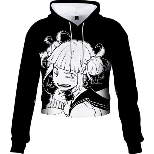 Boku No Hero Academia Himiko Toga Cropped Hoodies Long Sleeve Shirt Hooded Sweatshirt for Ladies Women Anime My Hero Academy
