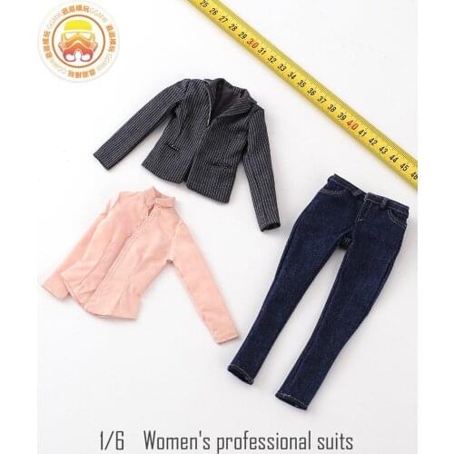 1/6 Soldiers spare parts three-piece female OL denim suit cowboy suit model for 12 inch action figure in stock