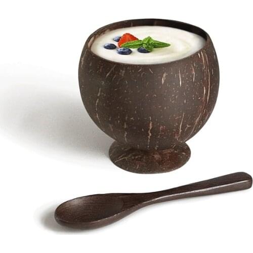 1Pcs Natural Coconut Bowl Coco Smoothie Fruit Salad Noodle Rice Tableware Creative Beer Coffee Cold Drink Cup Restaurant Kitchen