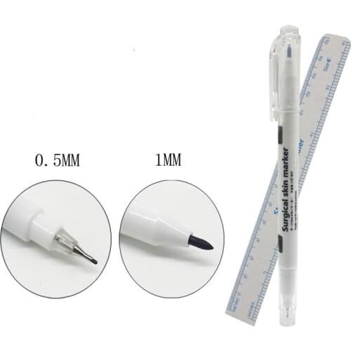 1Pcs Surgical Skin Marker Eyebrow Marker Pen Tattoo Skin Marker Pen With Measuring Ruler Microblading Positioning Tool