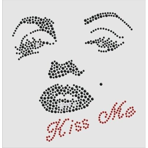 2pc/lot Marilyn Monroe Kiss Me Rhinestone Transfer Iron on Design design hot fix iron on rhinestone motifs rhinestones fix