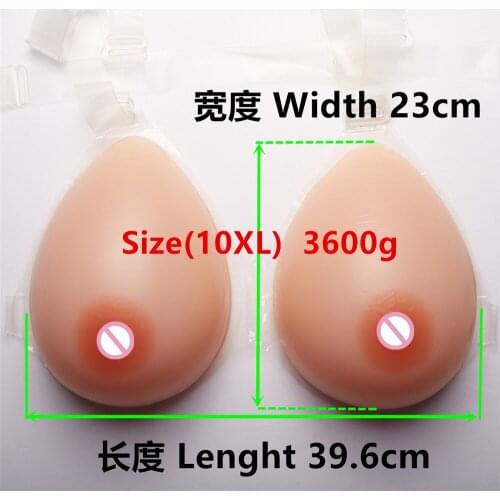 3600g/pair Realistic Silicone Bra Breast Forms Enhancer Silicone Shemale Boobs Fake Breast Huge Cup Needn't Adhesives