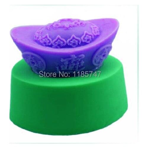 3D chinese gold ingot shaped silicone mold for art soap silicone soap mold