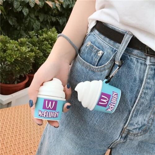 3D Funny McDonald McFlurry Ice Cream Wireless Bluetooth Headset Cases For Apple Airpods 1/2 Silicone Earphone Protection Cover